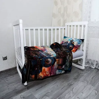 Povlečení Sablio Mikroplyšové dětské povlečení do postýlky Parní lokomotiva v kouzelné krajině - 120x90 / 40x60