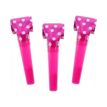 Vrták Papírové trubky píšťalky 6 ks růžové s puntíky