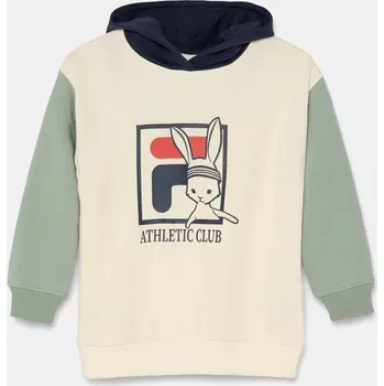 Chlapecká mikina Dětská mikina Fila LIEBEROSE béžová barva, s kapucí, s potiskem, FAK0363 08X, vel. 86-92