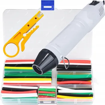 Horkovzdušná pistole SMRŠŤOVACÍ TRUBICE BAREVNÉ 140x + HORKOVZDUŠNÁ PISTOLE YIHUA 8858