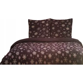 Povlečení Hřejivé, silné fleecové Povlečení s povlaky na polštáře 160x200 cm, tmavě modré se sněhové vločky