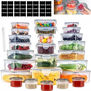 Dóza na potraviny SADA DÓZ NA POTRAVINY PRO SKLADOVÁNÍ, 25 KUSŮ + ETIKETY A POPISOVAČ