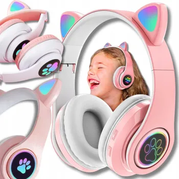 Sluchátka Sluchátka přes uši SLUCHÁTKA BLUETOOTH LED KOCIE USZY D5