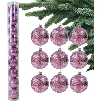 Vánoční dekorace Světle fialové VÁNOČNÍ BAŇKY VÁNOČNÍ ozdoby Levandulové BAŇKY na stromeček Sada 9 ks