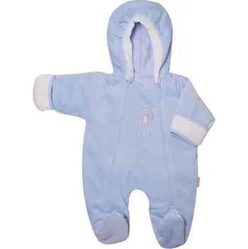 Kojenecká kombinéza MKcool Overal-kombinéza THERMO samet Králíček MK2124 > varianta bleděmodrá-vanilka > 56