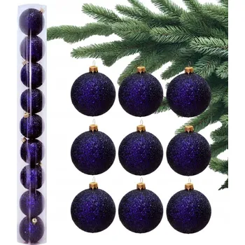Vánoční dekorace HOLO Purpurové VÁNOČNÍ BAŇKY VÁNOČNÍ ozdoby Fialové BAŇKY na stromeček Sada 9 Bombek