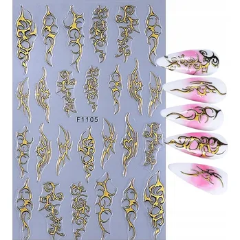 samolepka Samolepky 3D ozdoby na nehty samolepící zlaté vzory Tribal S254