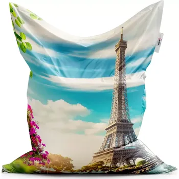 Sedací pytel Sablio Sedací vak Classic Paříž Eifellova věž Mraky - 150x100 cm