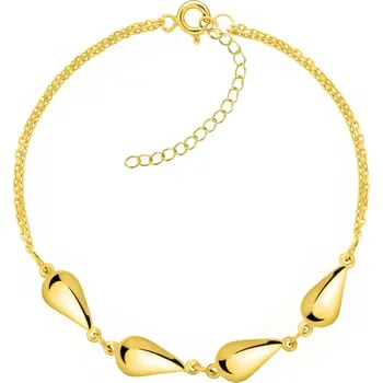 Náramek STŘÍBRNÝ NÁRAMEK DÁMSKÉ KAPKY NASTAVITELNÉ STŘÍBRO 925 POZLACENÉ NA NOHU