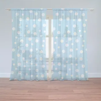 Záclona Sablio Záclony Bílé puntíky na modré: 2ks 150x250cm