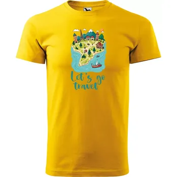 Pánské tričko Sablio Tričko s potiskem Let´s go travel - žluté M