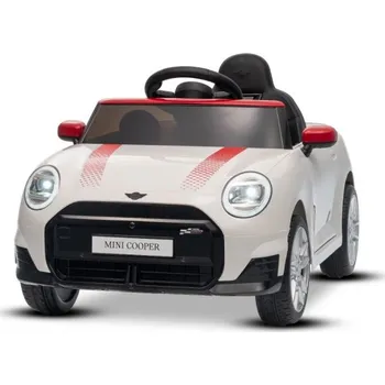 Dětské elektrovozidlo Beneo Elektrické auto BMW Mini Cooper 12V, bílé, USB vstup s Bluetooth připojením na MP3 přehrávač, 2,4GHz dálkové ovládání, 2 x 25W motor, lithiová baterie, LED světla, ORIGINÁLNÍ licence