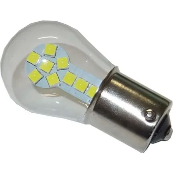 Autožárovka Žárovka LED Ba15S 12V bílá, 18x SMD3030, skleněný kryt