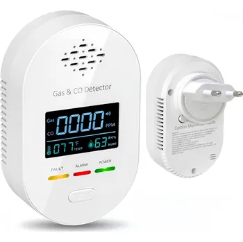 Bezpečnostní detektor 4v1 Detektor úniku plynu: zemní plyn, LPG, oxid uhelnatý (CO) + teplota