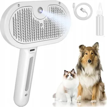 Péče o srst a drápky Elektrický PARNÍ kartáč na ČESÁNÍ srsti psa kočky SAMOČISTÍCÍ