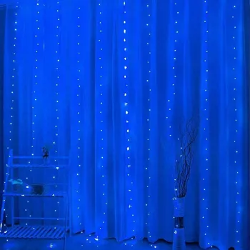 Vánoční dekorace LED světelný závěs (100 LED diod) 3 m x 1 m MODRÝ / modrá