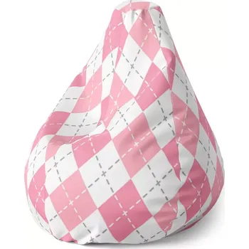 Sedací pytel Sablio Sedací vak Pear Růžové a bílé kosočtverečky - 140 x 100 x 25 cm