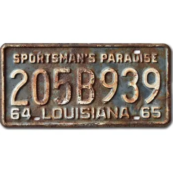 Plechová cedule Americká SPZ Louisiana 1964 Paradise 205B939