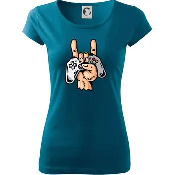 Dámské tričko Gamer - gamepad paroháč - Dámské triko Pure - XS ( Petrolejová )