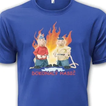 Chlapecké tričko Dětské tričko Pat a Mat - Dokonalý hasič - velikost 122, Barva Modrá