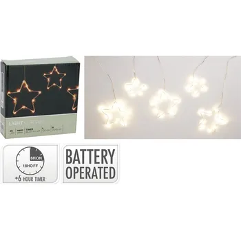 Vánoční dekorace Svítící záclonový řetěz / záclona 45x mikro LED hvězdičky, délka 120 cm 599149