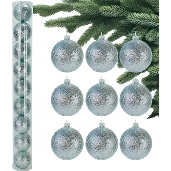 Vánoční dekorace Stříbrné VÁNOČNÍ BAŇKY NA VÁNOČNÍ STROMEK Plastové KOULE na stromeček Sada 9 ozdob 6 cm