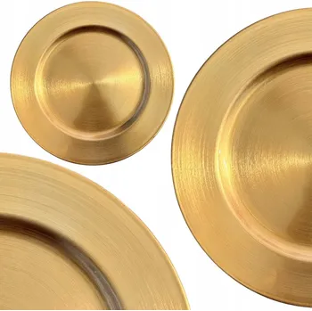 Talíř Dekorativní talíř / podnos zlatý hladký 20 cm na Vánoce, svátky, svatební hostina