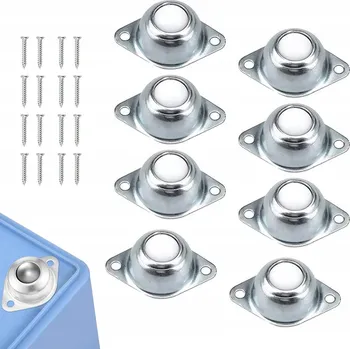 Pojezdové kolečko 8x Kolečko nábytkové kuličkové tiché, nylonové kolečka s plochou montáží, nábytková kolečka