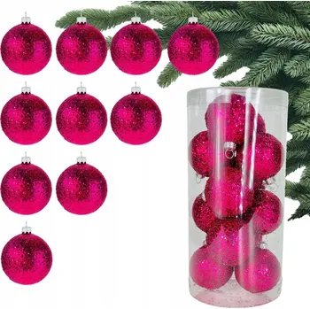 Vánoční dekorace Růžové VÁNOČNÍ BAŇKY VÁNOČNÍ ozdoby Brokátové Fuchsia BAŇKY Sada vánočních koulí na stromeček