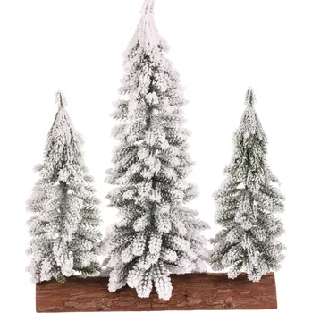 Vánoční dekorace Vánoční dekorace Stromky na špalku - trio, 34 cm, zasněžený, bílá