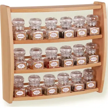 Drátěná police Polička na kořenky 709 - polička s osmnácti skleněnými kořenkami - bez povrchové úpravy