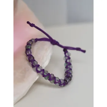 Náramek Fluoritový dvouřadý shamballa náramek dětský - fialový