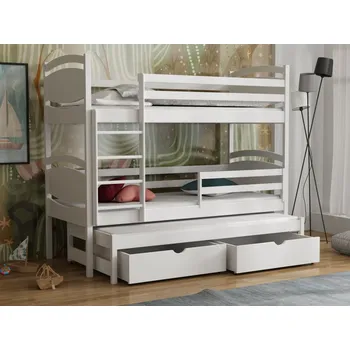 Dětská postel Patrová postel pro tři Tornádo 2 Barva dřeva: Bílá barva, Rozměry: 80x180