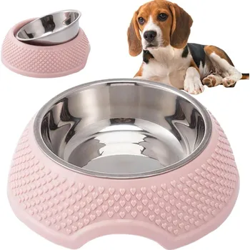 Pelíšek pro psa dobirkov.cz Kovová miska pro psa s vyjímatelnou vložkou, 350 ml - mix barev