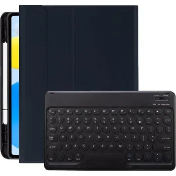 Pouzdro na mobilní telefon Pouzdro s klávesnicí s kulatými klávesami a prostorem na Apple Pencil pro iPad 10,9" (2022) / 11" (2025) - tmavě modré