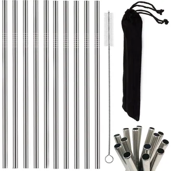 dobirkov.cz Opakovaně použitelná kovová brčka, ekologická, čistič - 10ks