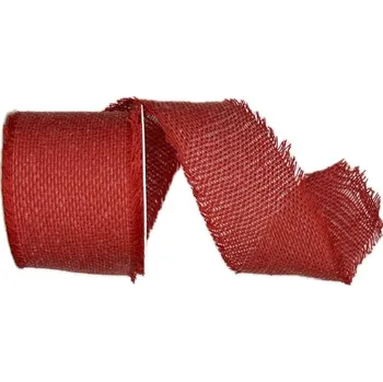 Stuha Stuha bavlněná NATURAL CHARM SCARLET červená 60mm x 2m (20,-Kč/m) (Stuha bavlněná, červená, s třásnitým okrajem)