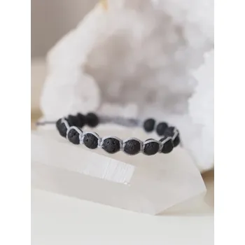 Náramek Lávový shamballa náramek 8 mm - šedý