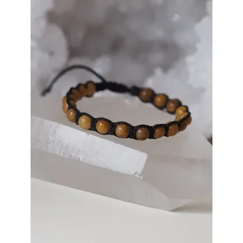 Náramek Shamballa náramek ze zlatého barmského Jadeitu - unisex černý 6 mm