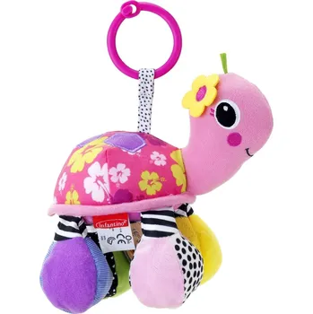 Hračka na kočárek Závěsná želva se zrcátkem růžová