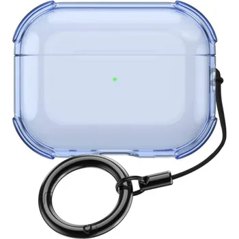 Telefonní příslušenství Transparentní obal s karabinou pro AirPods Pro 3 - modrý