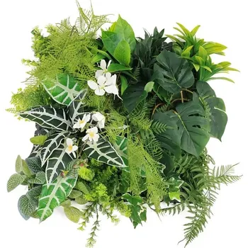 umělý živý plot MINI WALL GREEN Alocasia, dílec 50 x 50 cm (Realistická "živá" stěna)