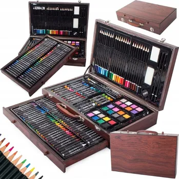 dobirkov.cz Umělecká sada na malování, dřevěný kufr, 143 prvků