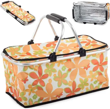 Potah na židli dobirkov.cz Piknikový koš, termokoš, skládací- oranžové květy