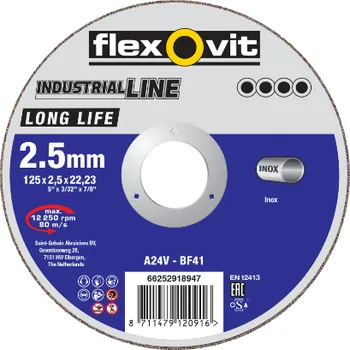 Řezný kotouč FLEXOVIT Kotouč 125x2,5x22 Long Life nerez