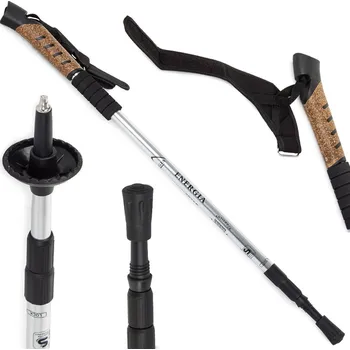 dobirkov.cz Nordic Walking hůl s korkovou rukojetí, treková hůl, stříbrná - 1 ks