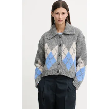 Dámský svetr Kardigan s příměsí vlny Marc O'Polo šedá barva, 5000007512 90X, vel. M