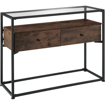 Konferenční stolek TecTake GmbH 404690 konzolový stolek reading 101,5x41,5x80,5cm - industriální dřevo tmavé, rustikální