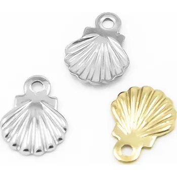 Materiál na výrobu šperku Přívěsek mušle 6x8mm - 1Ks - Nerez SL