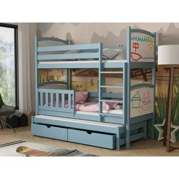 Dětská postel Patrová postel pro tři Florida Barva dřeva: Modrá, Rozměry: 80x180
